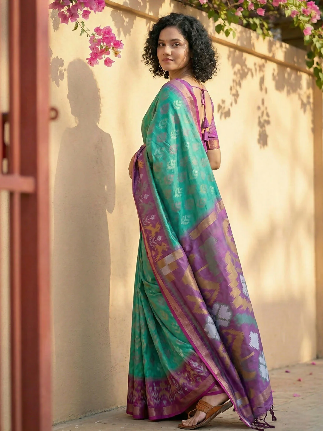 Astita Rama Green Pochampally Silk Saree - Image 3