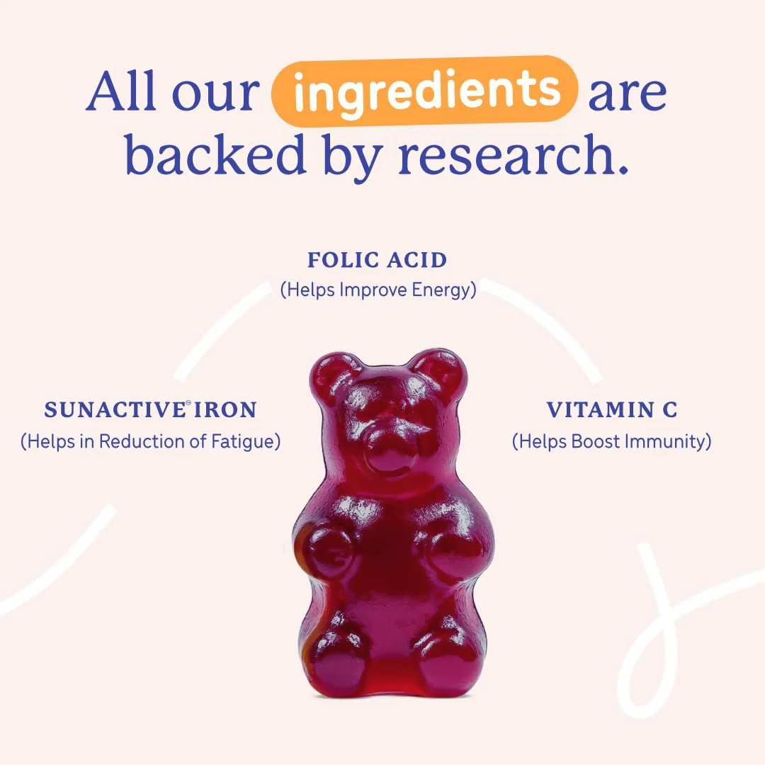 Gritzo Iron Gummies With Folic Acid & Vitamin C (10+y Girls) (Mixed Berry Flavour 30 Gummies) - Image 5