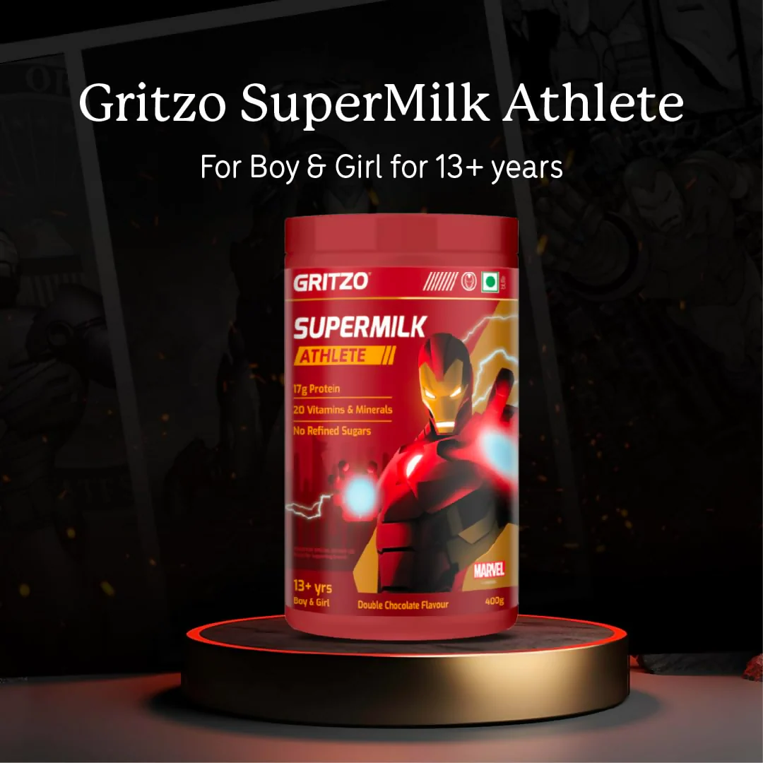 Gritzo SuperMilk Athlete Iron Man (13+y Boy & Girl), 17g Protein Powder (Double Chocolate) - Image 8