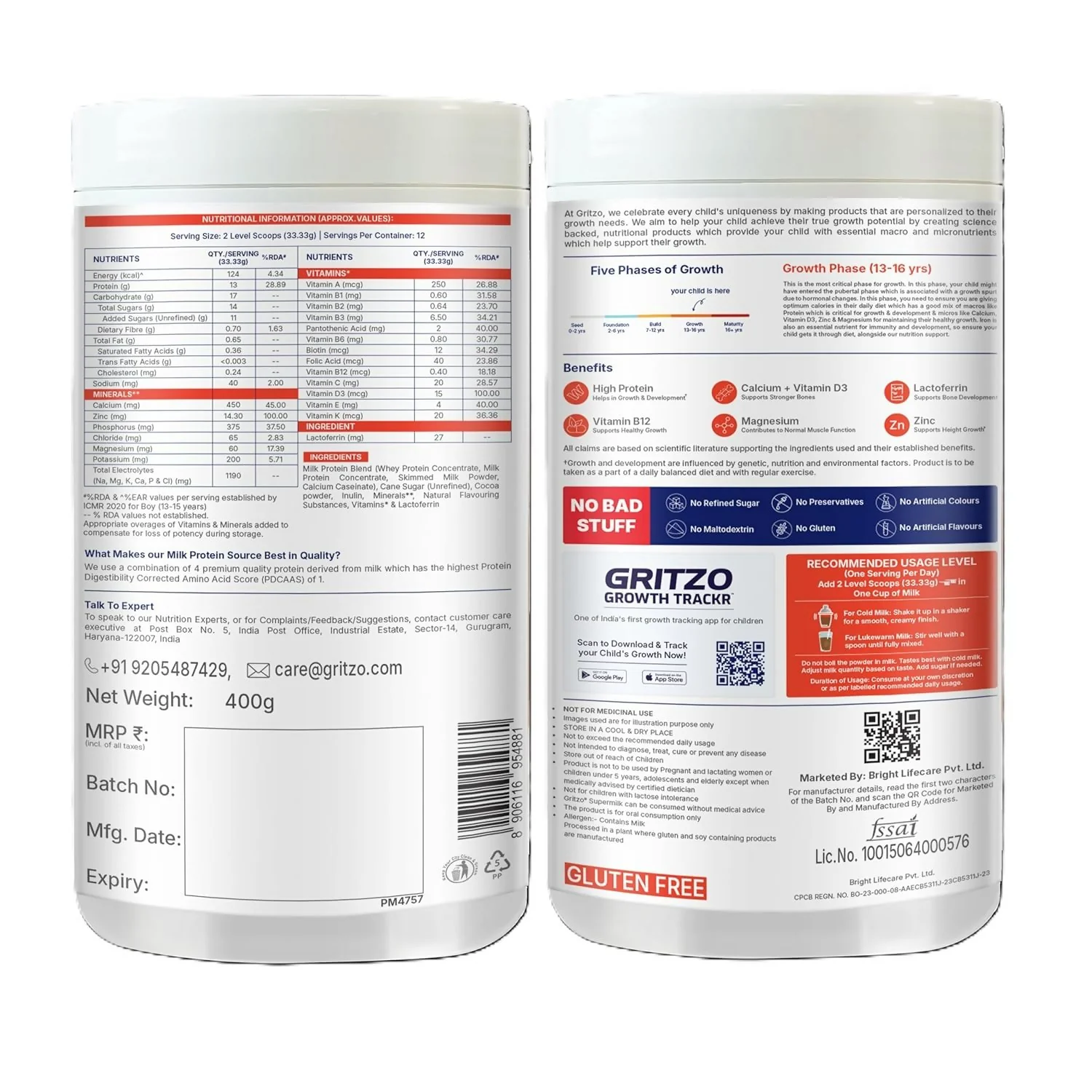 Gritzo SuperMilk Growth+ (Formerly Height+) (13+y Boys & Girls) 13g Protein Powder - Double Chocolate - Image 4