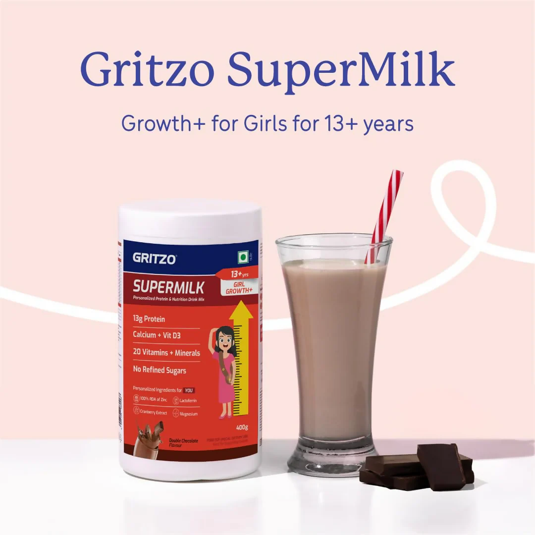 Gritzo SuperMilk Growth+ (Formerly Height+) (13+y Boys & Girls) 13g Protein Powder - Double Chocolate - Image 5