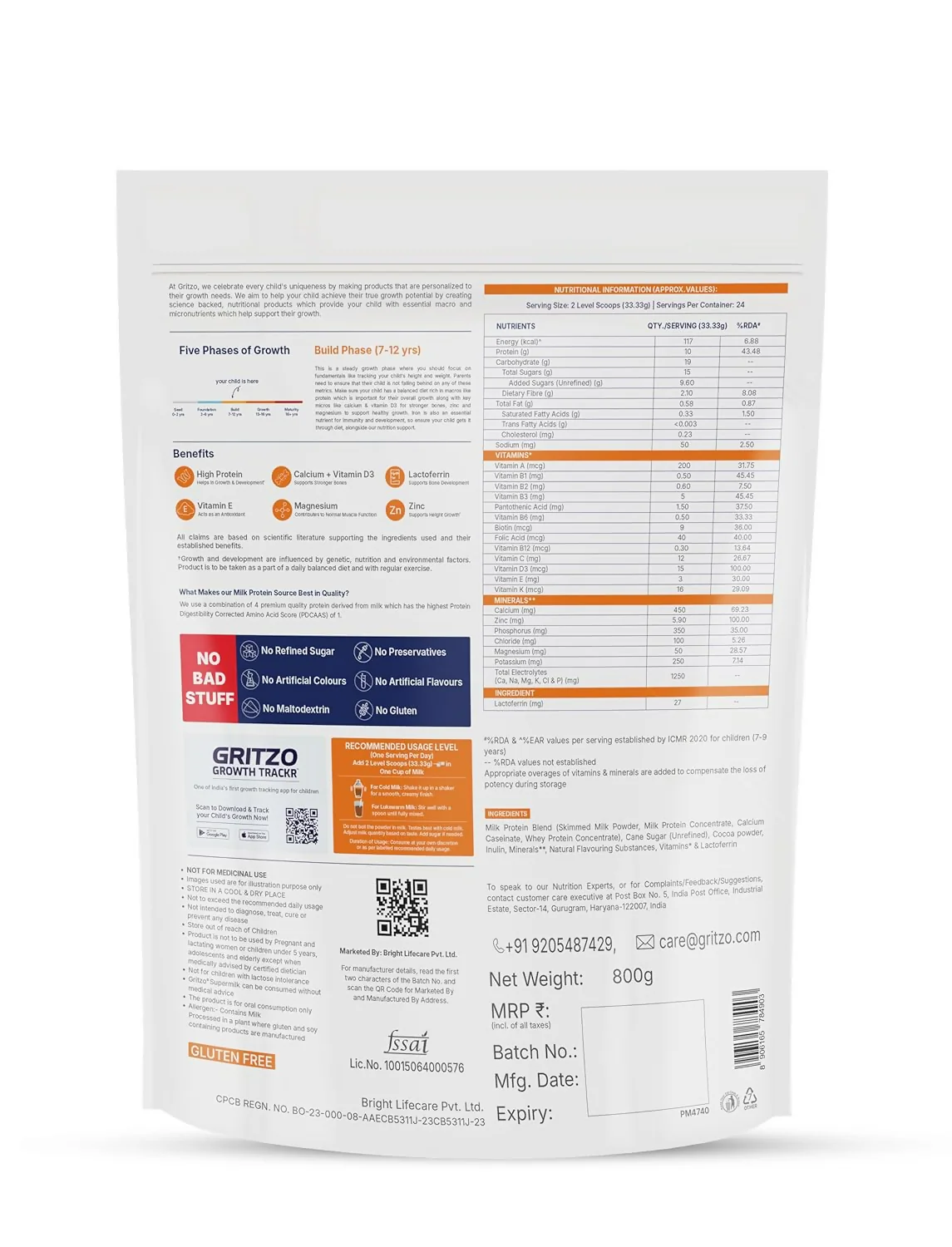 Gritzo SuperMilk Growth+ (Formerly Height+) (7-12y Boys) - Double Chocolate, with Super Gummies - Strawberry - Image 6