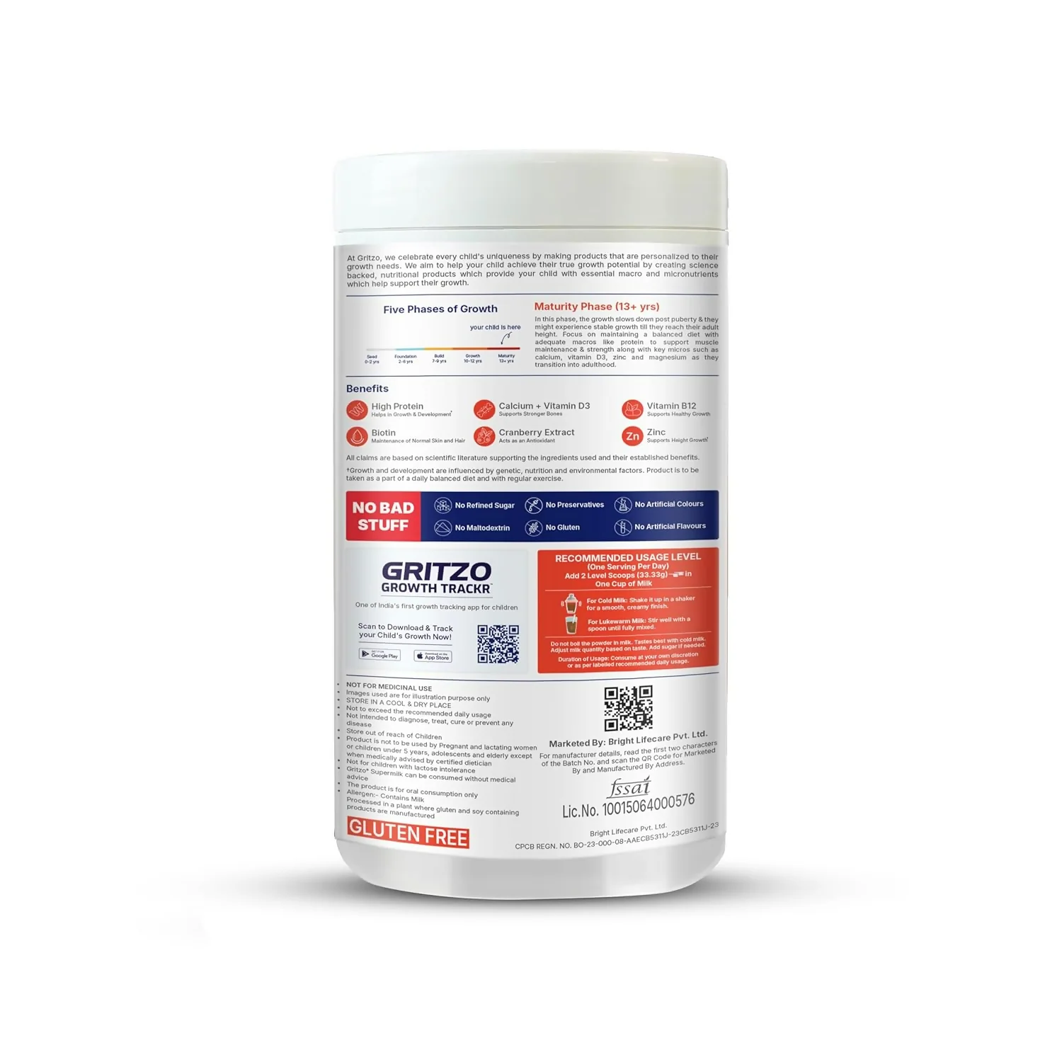 Gritzo SuperMilk Overall Growth (13+y Girls), 12g Protein Powder (Double Chocolate) - Image 4