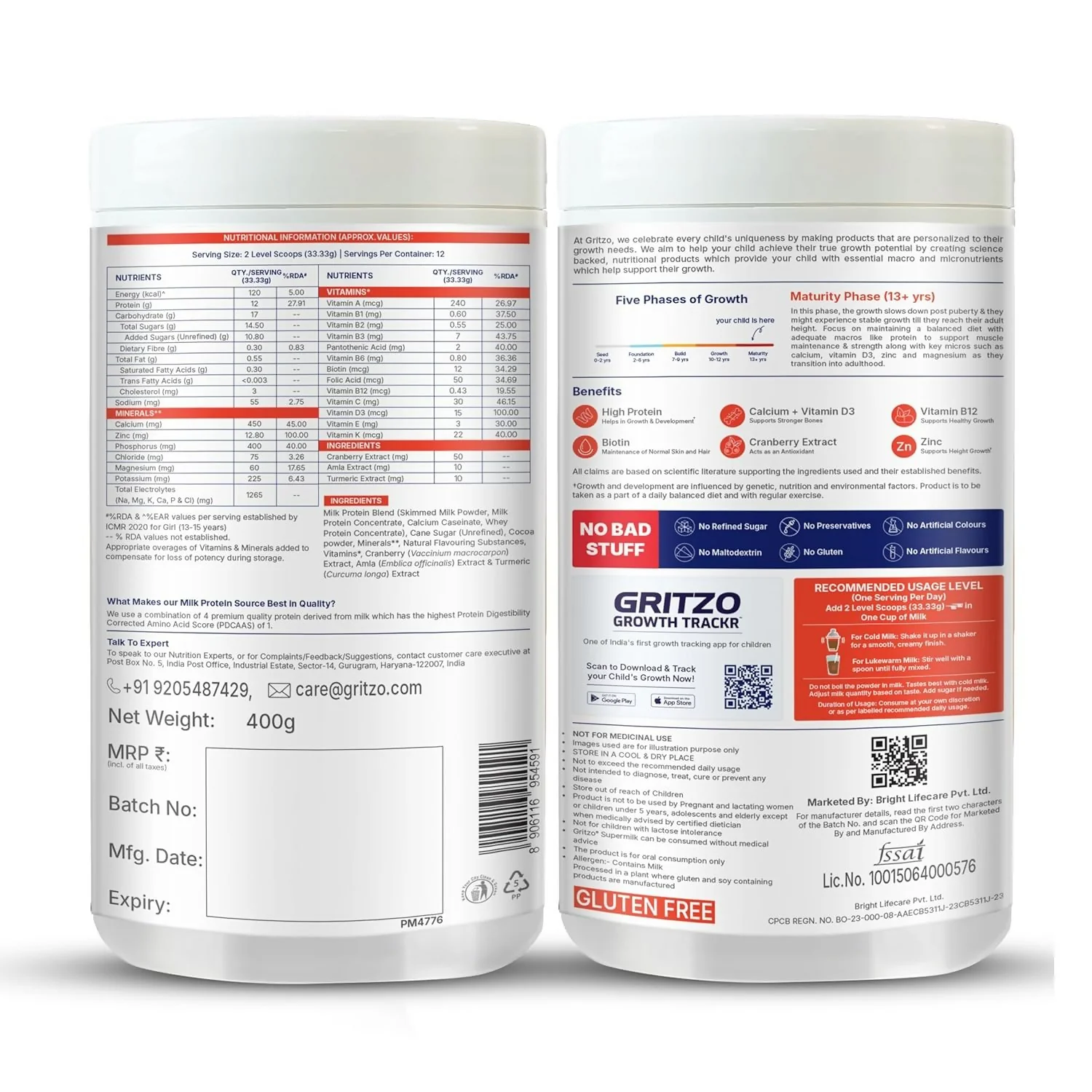 Gritzo SuperMilk Overall Growth (13+y Girls) (Double Chocolate ) with Super Gummies (Natural Orange Flavour) - Image 6