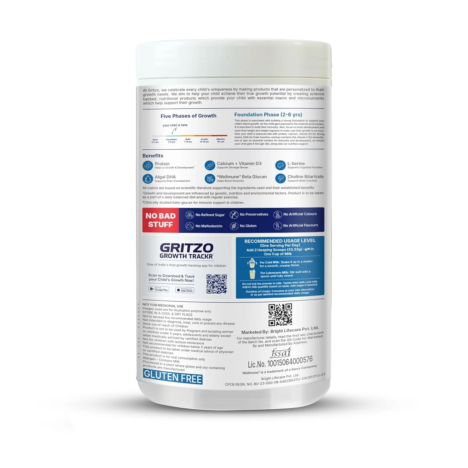 Gritzo SuperMilk Overall Growth (2-6y Boy & Girl), 6g Protein Powder (Creamy Vanilla) - Image 3