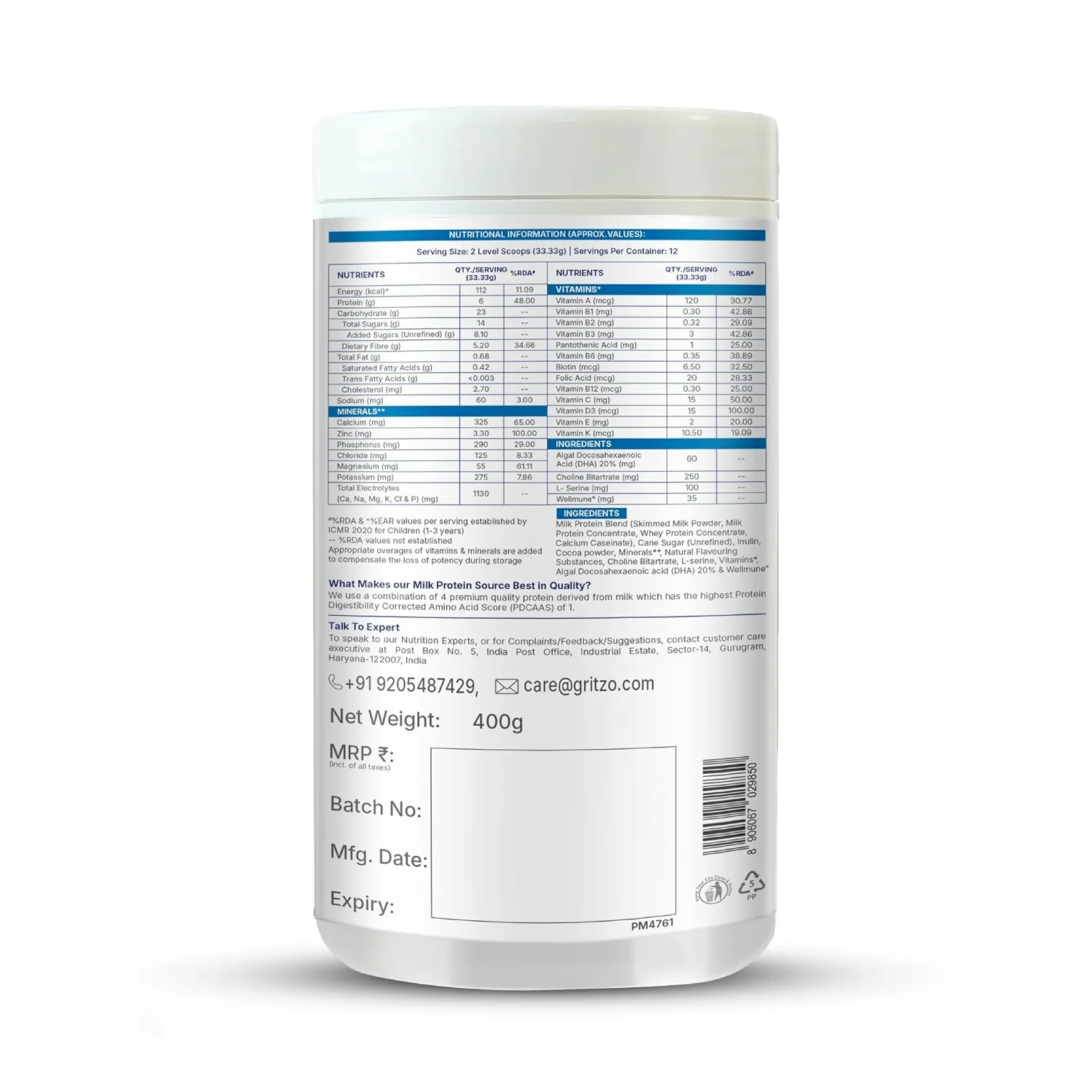 Gritzo SuperMilk Overall Growth (2-6y Boy & Girl) (Double Chocolate) with Super Gummies (Strawberry) - Image 4