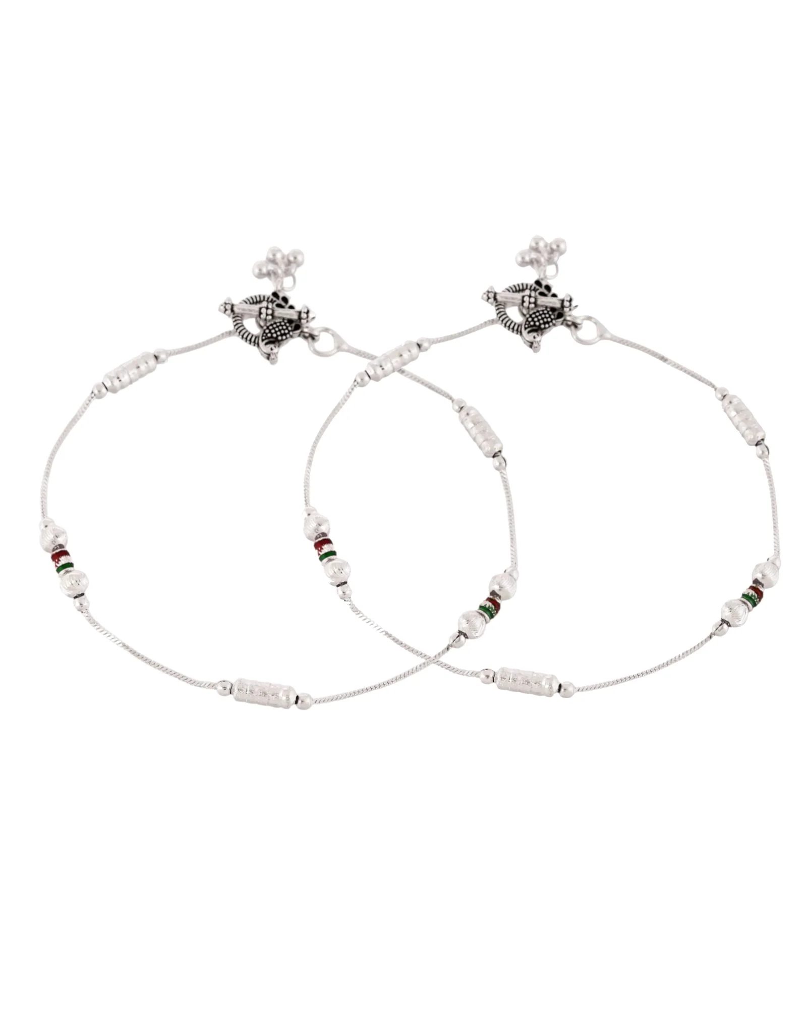 Jewels Nest Silver Plated Minimal Charm Adjustable Anklet For Women - Image 5