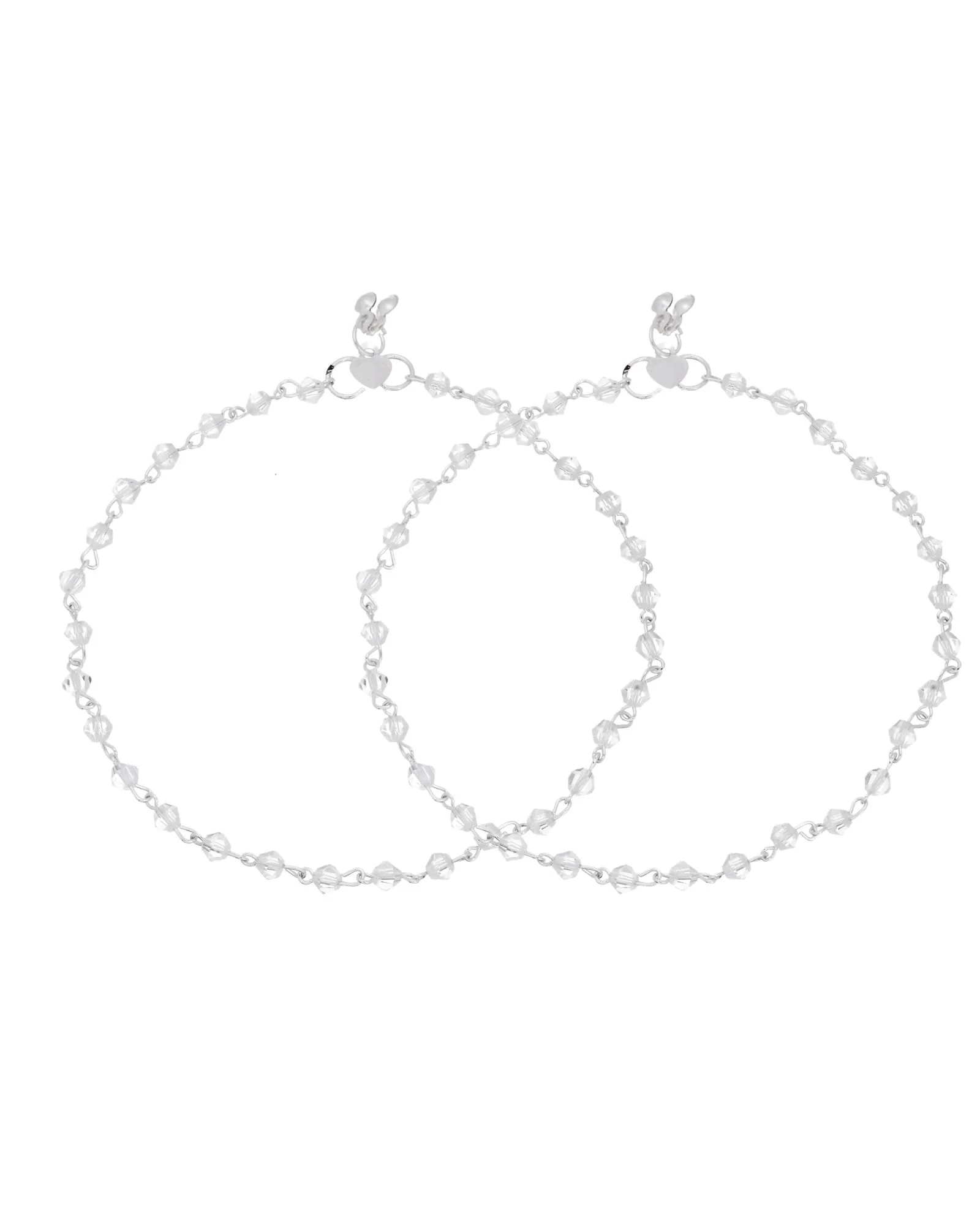 Jewels Nest Silver Plated Transparent Crystal Beads Adjustable Anklet For Women - Image 5