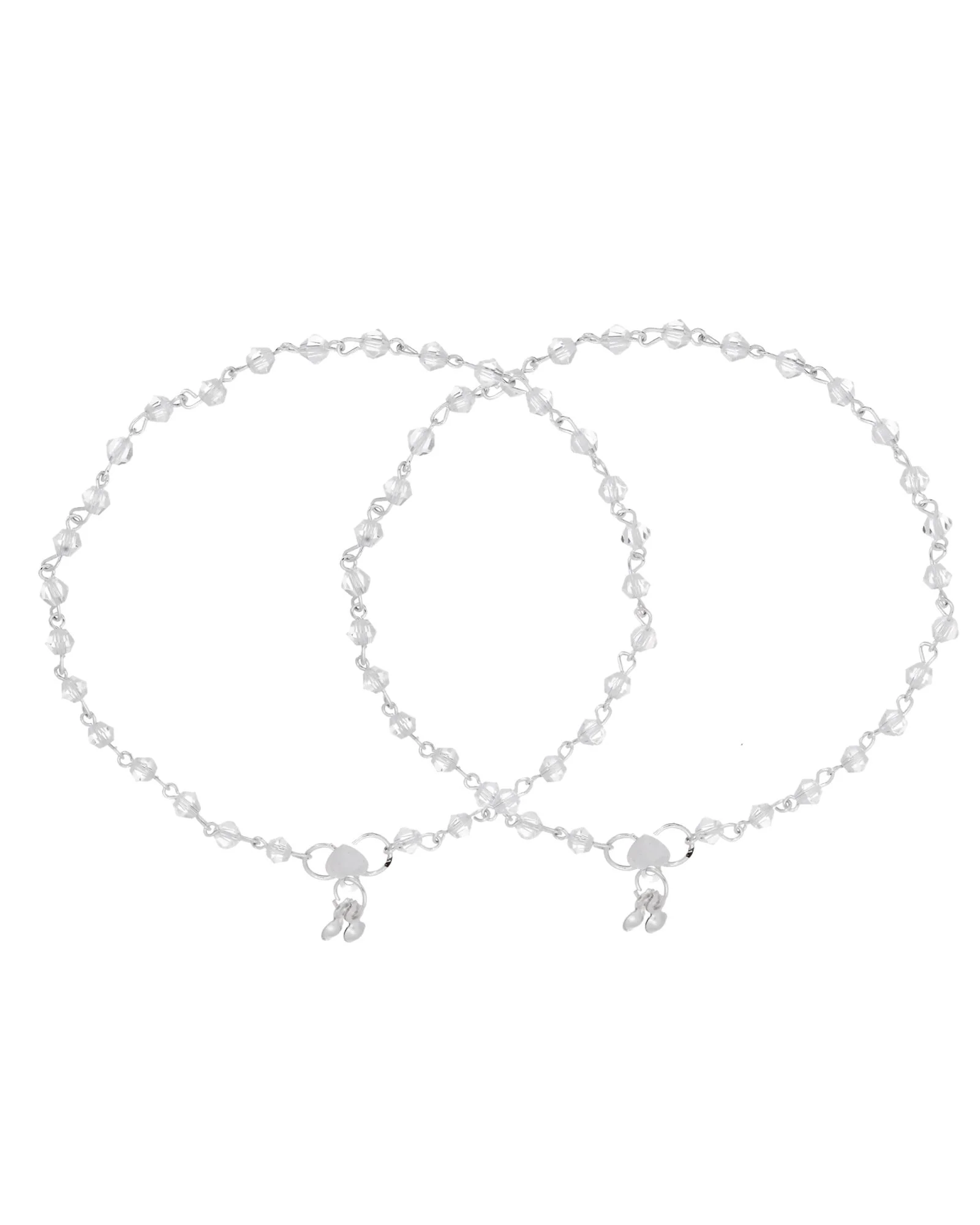Jewels Nest Silver Plated Transparent Crystal Beads Adjustable Anklet For Women - Image 6