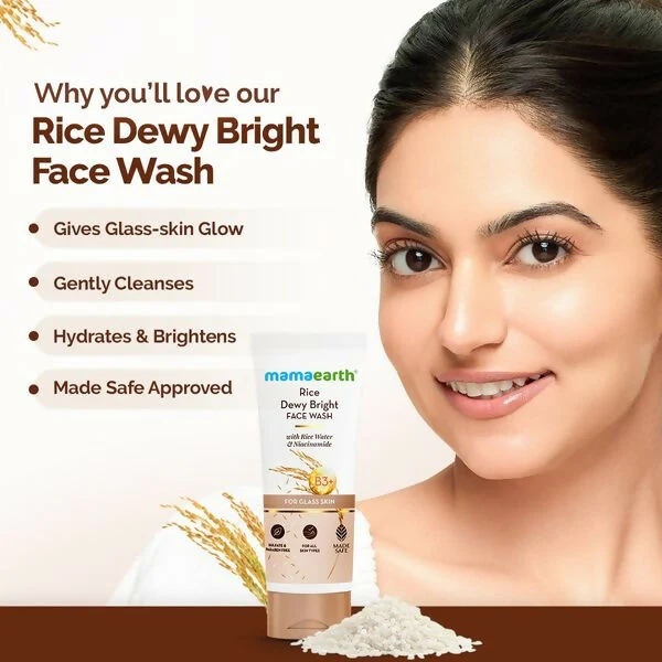 Mamaearth Rice Dewy Bright Face Wash With Rice Water & Niacinamide for Glass Skin - Image 7