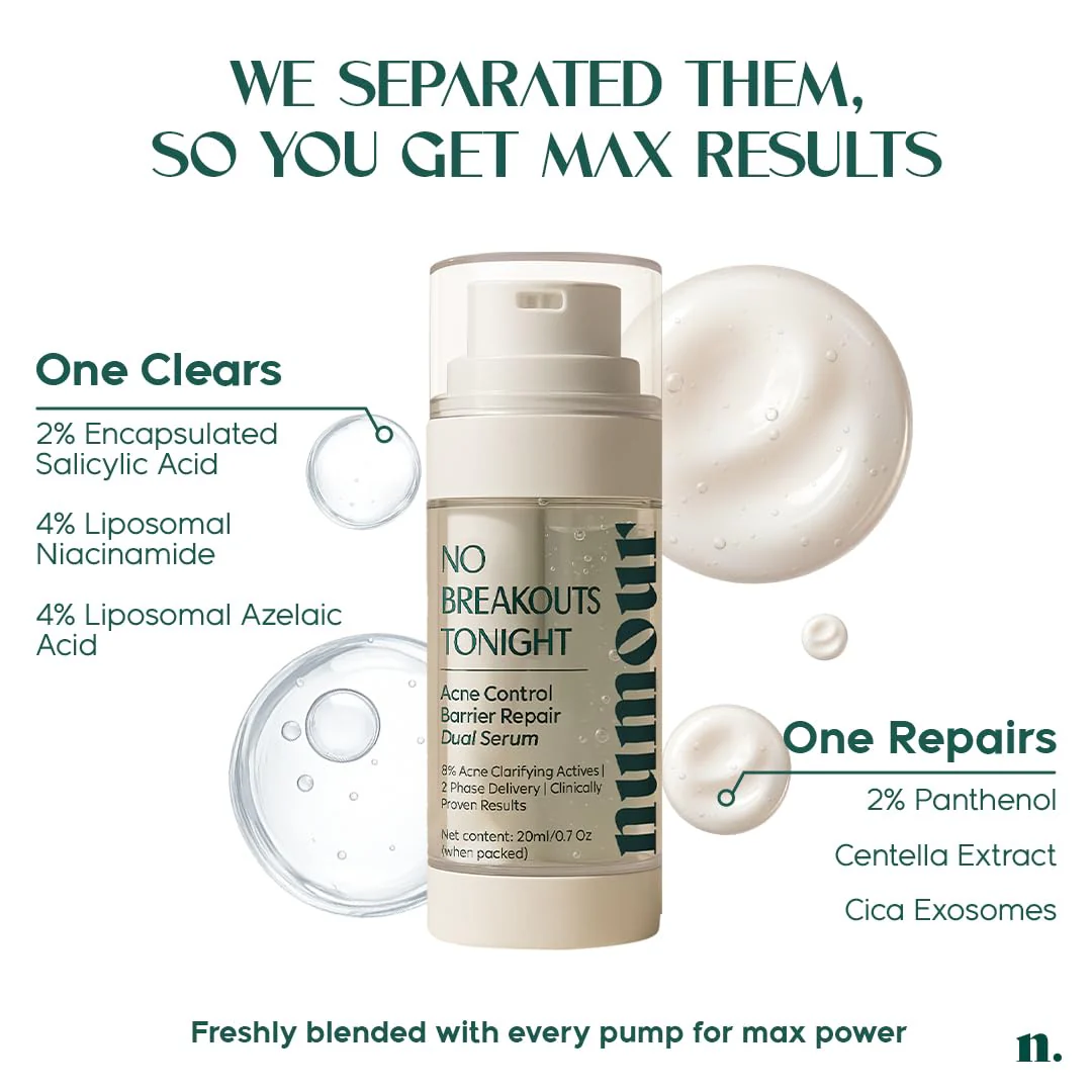 Numour No Breakouts Tonight Acne Control Barrier Repair Dual Serum - Image 3