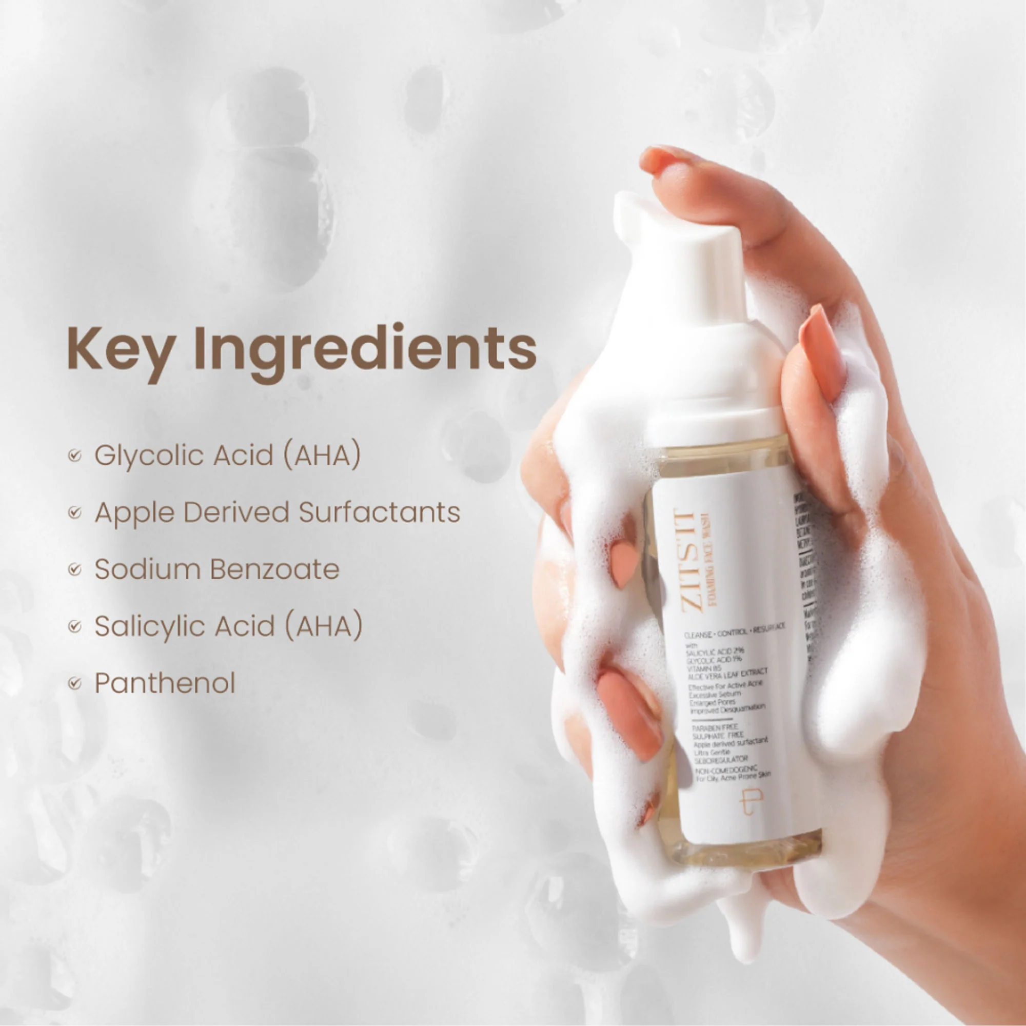 Personal Touch Skincare Zitsit Gentle Foaming Anti Acne Facewash pH 5 For Dry, Oily, Normal & Acne Prone - Image 5