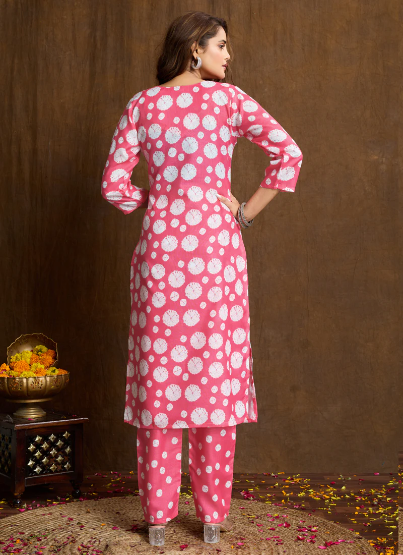 Prazu Fashion Light Pink Printed Cotton Blend Kurta Pant Set - Image 5