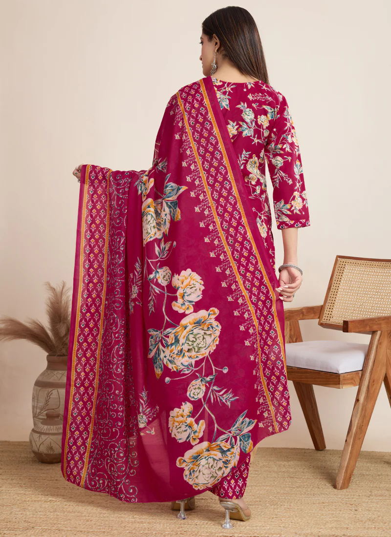 Prazu Fashion Pink Printed Cotton Blend Festival Wear Salwar Suit - Image 4