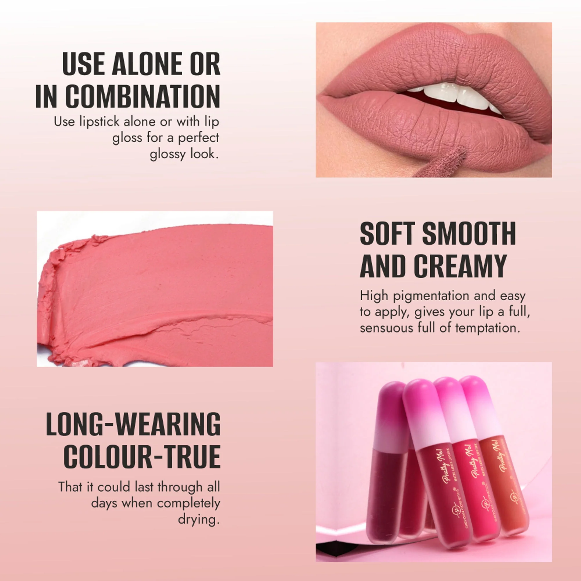 Shryoan Pretty Me! Liquid Matte Lipsticks & Lip Gloss - Red - Image 4