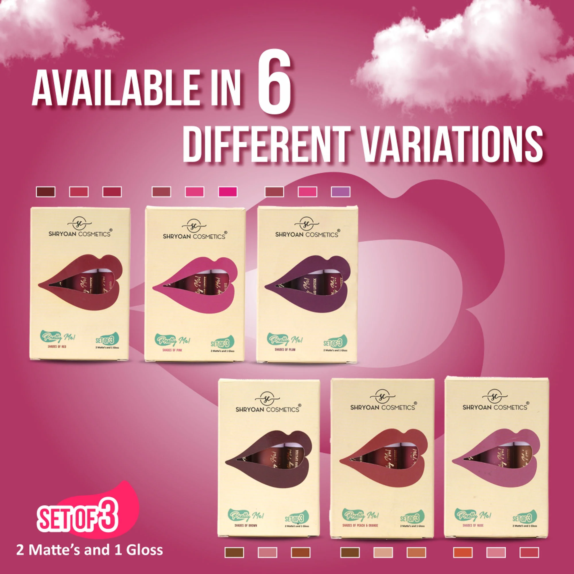 Shryoan Pretty Me! Liquid Matte Lipsticks & Lip Gloss - Red - Image 5