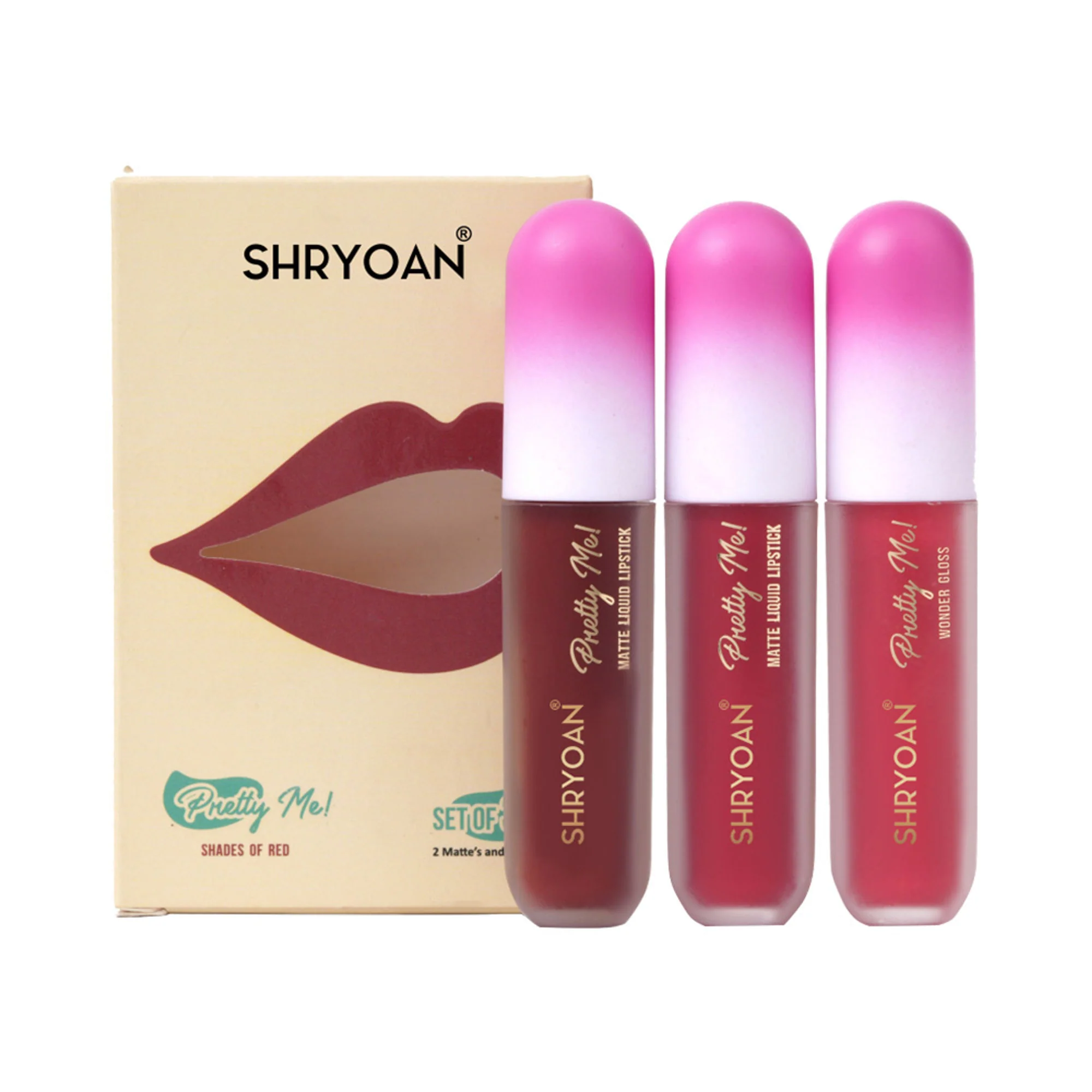 Shryoan Pretty Me! Liquid Matte Lipsticks & Lip Gloss - Red - Image 6